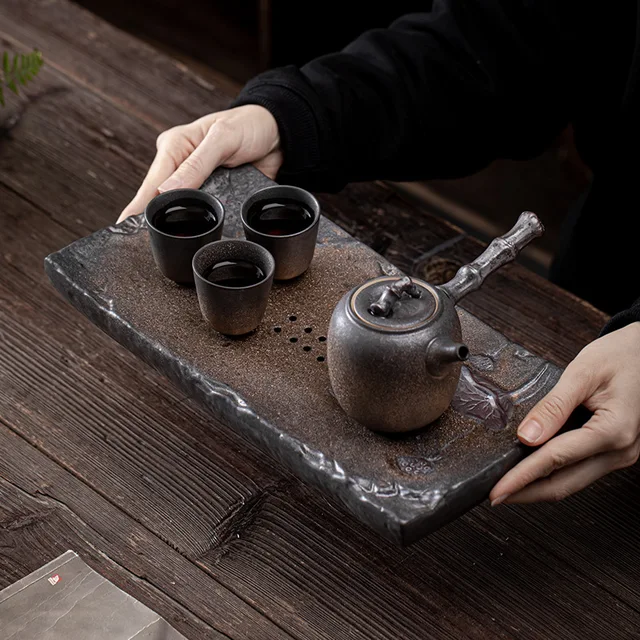 Ailian Said Dry Pour Tea Tálca Japán Kis Téglalap Alakú Kőáruk Víztároló Teaasztal Háztartás Aranyozó - Image 2