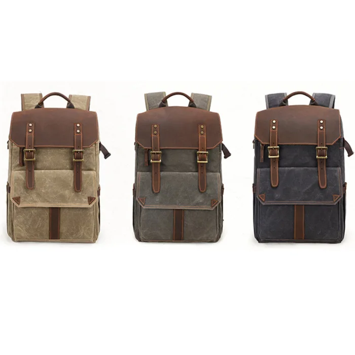 Outdoor Waterproof Photography DSLR Camera Backpack Wax Dye Canvas Video Digital Photo Bag Case ING-SHIPPING