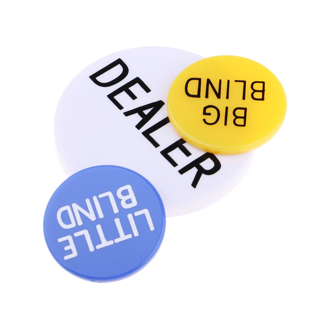 Big & Little Blind and Dealer Button Acrylic Poker Game Buttons Texas Hold'em Chip Dealer Poker Chips Poker Tournaments Prop