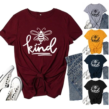

Women's Clothing Summer 2020 T-shirt Bee Kind Graphic Short Sleeve Femme Tops Harajuku Streetwear Tshirt 6 Color Friends T Shirt