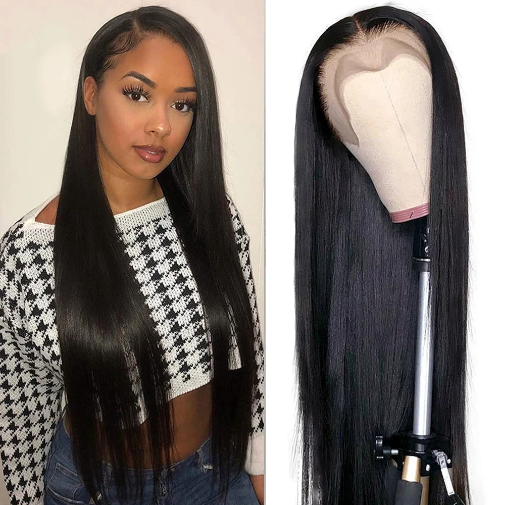 13x6 HD Transparent Lace Frontal Human Hair Wigs Bone Straight 13x4 Front Wig 32 34Inch Brazilian Closure | Шиньоны и парики