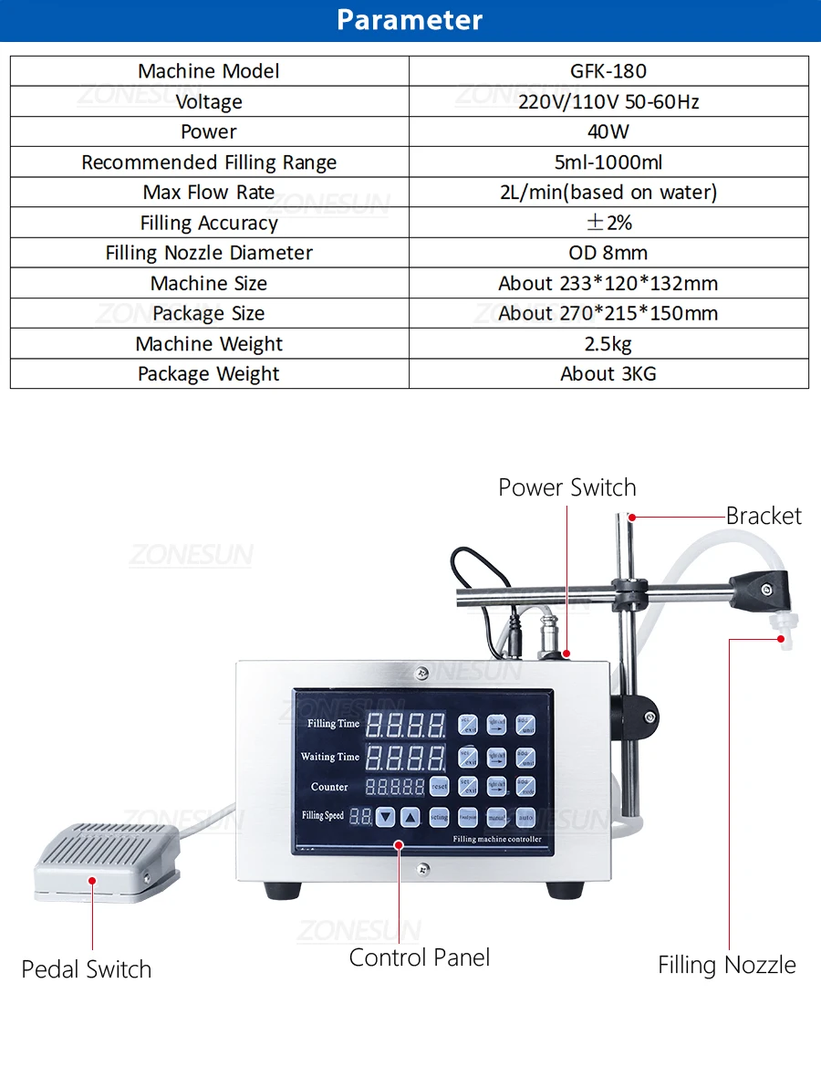 ZONESUN LIQUID FILLING MACHINE