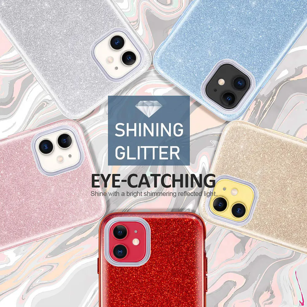 

Case For iPhone 7 8 Plus 8plus X XR XS Max 11 Pro 12 Mini SE 2020 6 6S Glitter Bling Girl Women Cover Pink Phone Accessories