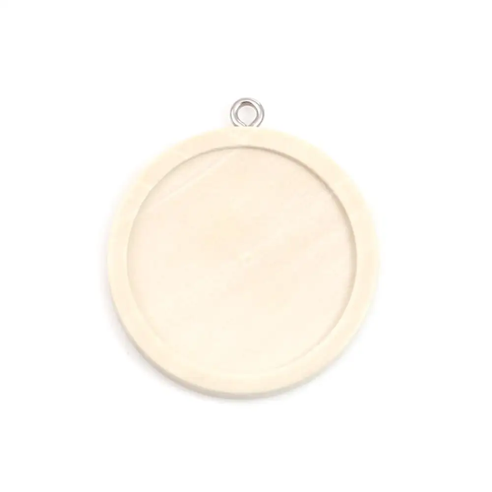 

DoreenBeads Stainless Steel Cabochon Settings Pendant Round Silver Color Natural Wood Charms DIY Jewelry(Fits 15-30mm Dia.),5PCs