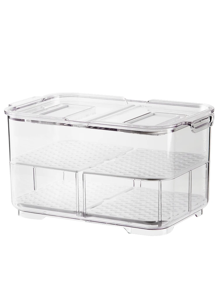 Rectangular Food Storage Box With Lid Acrylic Kitchen Rangement Drain  Container Fridge Organizer Artifacts Plastic Sealed Box - Bottles,jars &  Boxes - AliExpress