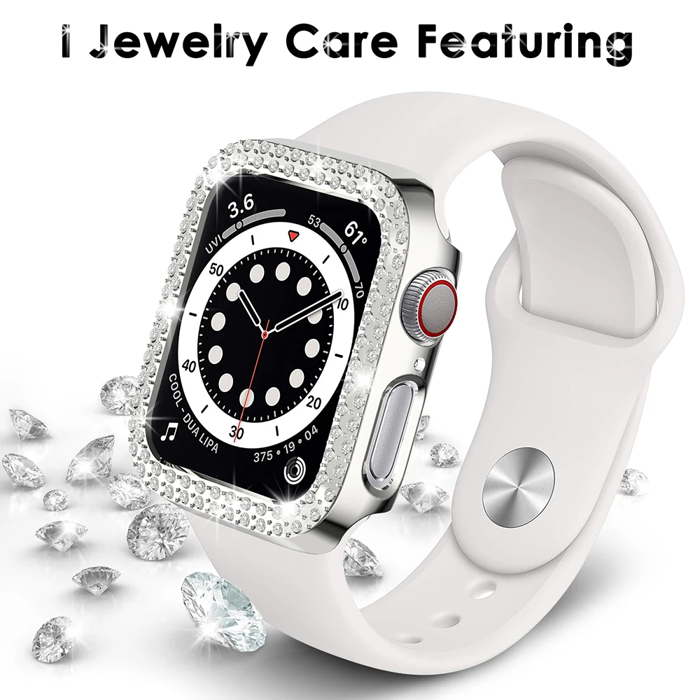 Diamond Cover for Apple Watch Case Series 7 6 SE 5 4 3 2 1 45mm 41mm for Iwatch 40mm 44mm 38MM 42MM Bumpe Protective Bling Cases