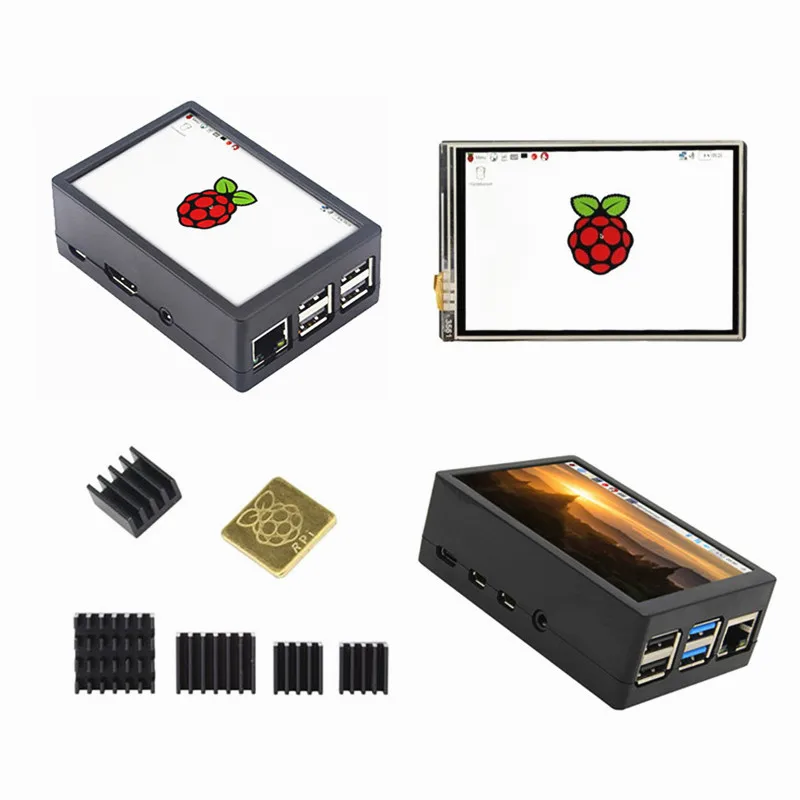 Online Neue 3,5 inch TFT LCD Display Touch Screen + ABS Fall + kühlkörper Für Raspberry Pi 4B 3B + 3B