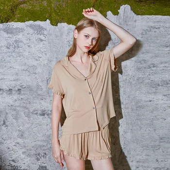 

Youhttest Ladies Sleeveless Modai Pajamas Two Piece Set Women Sleepwear