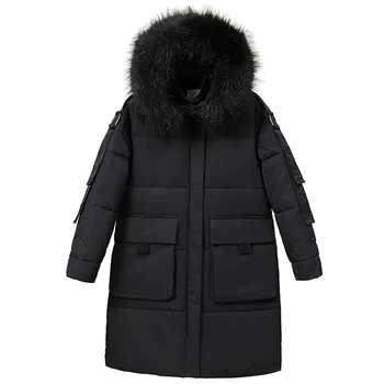 

Winter Women Park Faux Fur Soft Collors Velvet Thicken Fashion Big Pockets Warm Coats Jackets Puffy Zipper Outwear Female Parka