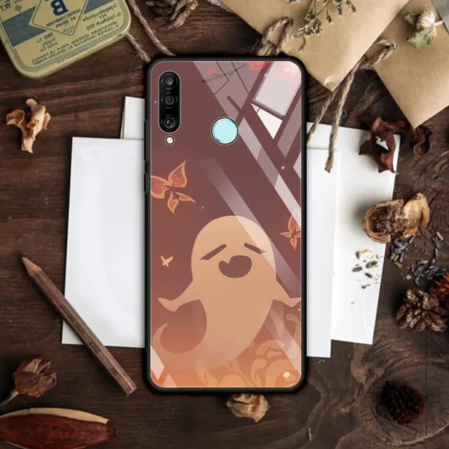 Glass Case for Huawei P30 Lite P40 Pro P Smart Z P20 Y7 Y9 Tempered Coque Y9a Honor 9X 20 Smartphone Housing Genshin Impact Cute T03