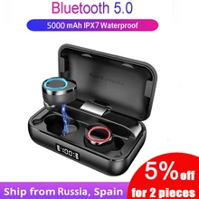 TWS 5,0 Bluetooth наушники IPX7 водонепроницаемые наушники с шумоподавлением для Xiaomi iPhone 11 наушники с сенсорным управлением цифровой дисплей