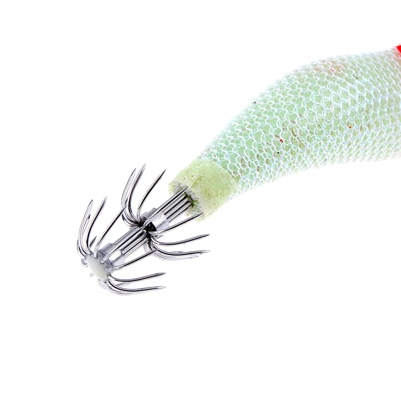 Artificial madeira camarão isca, Lula gabarito ganchos, polvo luminoso, Lula isca, Equipamento de pesca, 2.5 #, 3.0 #, 3.5 #, 1pc