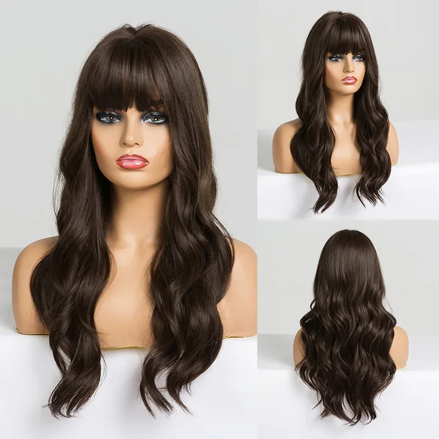 ALAN EATON Long Ombre Light Ash Brown Blonde Wavy Wig Cosplay Party Daily Synthetic Wig for Women High Density Temperature Fibre lc226-2