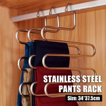 

Shelf Stainless Steel S-Type Pants Rack Laundry Rack Multifunctional Belt Coat Hanger Clothes
