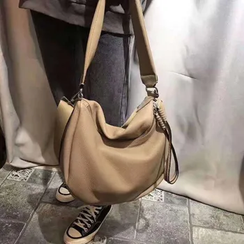 

New Cowhide Laptop Bag Genuine Leather Simple Casual Handbags Women Shoulder Bag Casual Big Tote Vintage Ladies Crossbody Bags