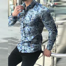 2021 Fashion Men Floral Print Slim Fit Long Sleeve Button Turn Down Collar Shirt Top For Man Male Autumn Casual Blouse Shirts 2021 Fashion Men Floral Print Slim Fit Long Sleeve Button Turn Down Collar Shirt Top For Man Male Autumn Casual Blouse Shirts