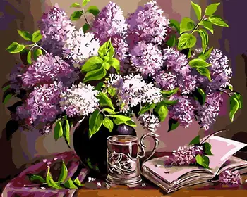 

2020 NEW Handmade DIY Purple flower Digital oil Paintingpaint number and Coloring Oil painting Living room Dining room Bedroom