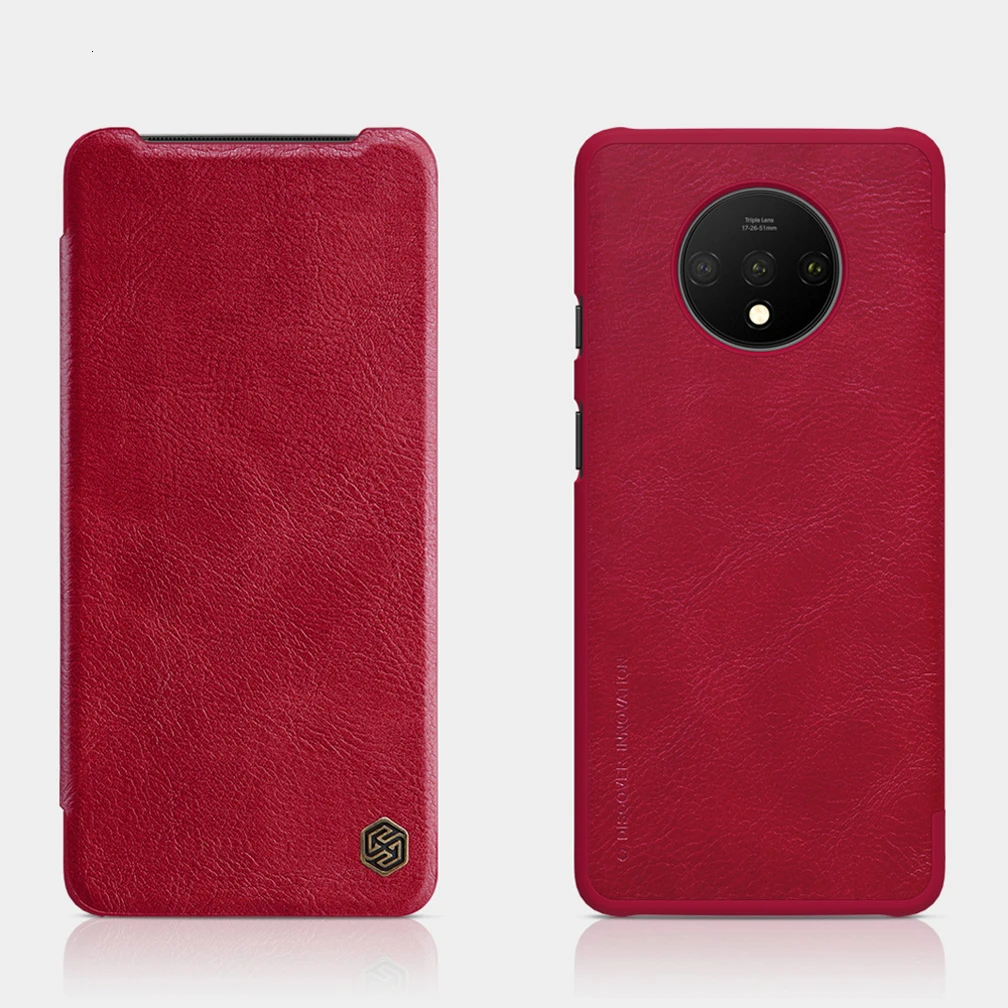 Red Для Oneplus 7T Pro флип-чехол NILLKIN QIN флип-кожаный чехол для Oneplus 7T чехол-кошелек чехол для телефона с карманом для карт - Цвет: Red