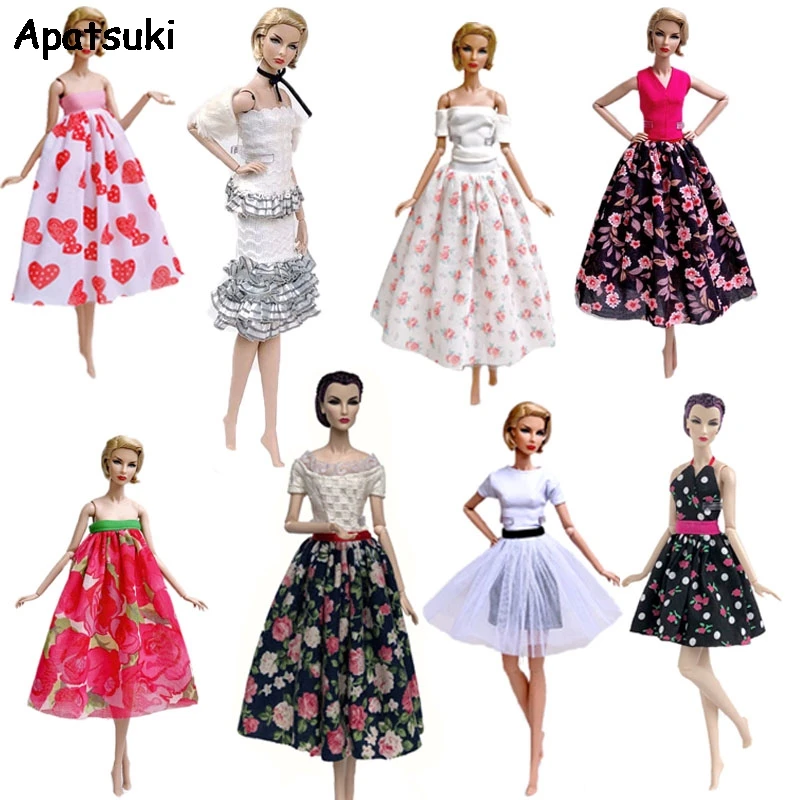 Модная Кукла 1/6 Одежда для куклы Барби наряды Цветочные Вечерние платья платье