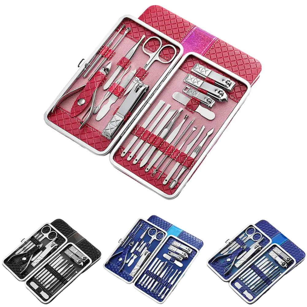 Высокое качество 21/18PcsMultifunction Нержавеющая сталь кусачки для ногтей комплект маникюр, щипцы для кутикулы набор педикюра ногтей, для маникюра с Чехол
