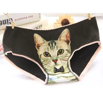 

Women's 3D Cat Pattern Briefs female thread cotton hips sweet beauty briefs comfortable antibacterial ladies underwer