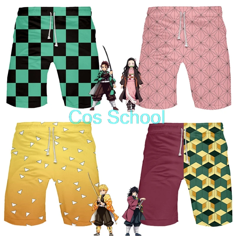 

Cos School Demon Slayer Kimetsu no Yaiba Short Pants Kamado Tanjirou Nezuko Agatsuma Zenitsu Tomioka Giyuu Printed Beach Shorts