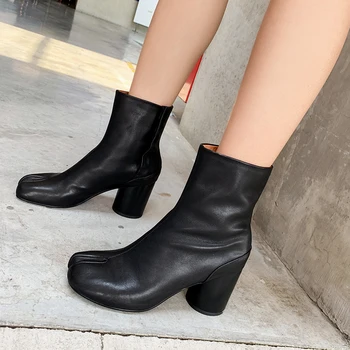 

2020 Genuine leather Women Ankle Boots high Heels Boots strange toes Party Dancing Casual Shoes Woman autumn Winter Short Boots