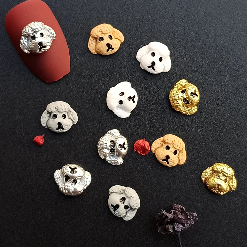 Resin Cartoon Dog Nail Art Decoration Flat Back Cute Embossed Puppy 3D Fingernail DIY Accessories 30/100PCS 6