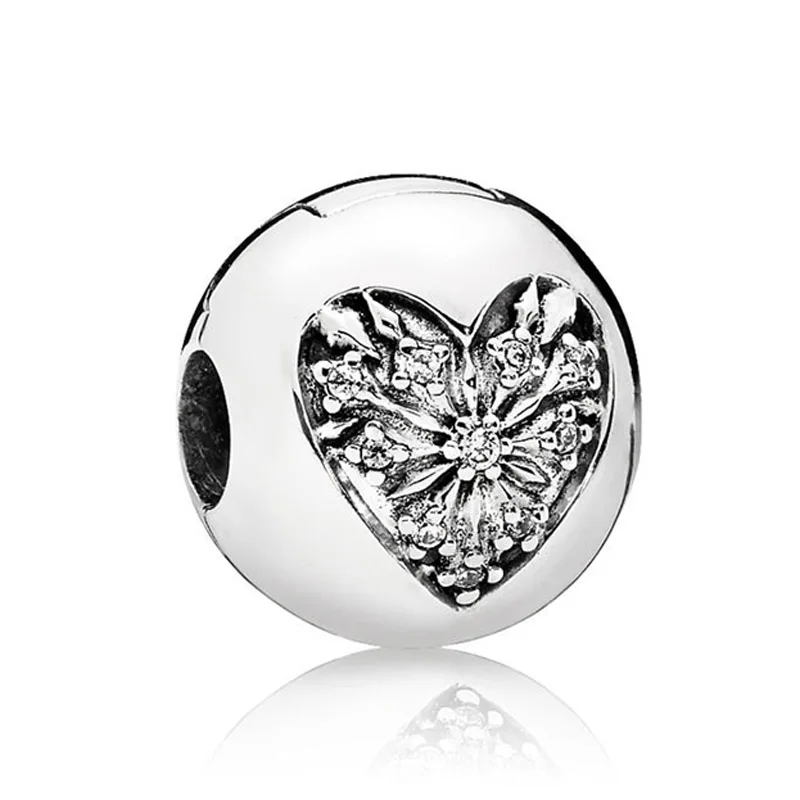 Сердце зимы взаимосвязанные сердца World Explorer Глобус Клип Фиксатор бисера Fit Pandora браслет 925 пробы серебряные ювелирные изделия - Цвет: 6