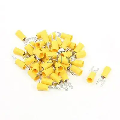 

44 Pcs SV5.5-4S AWG 12-10 Wire Connector Yellow Pre Insulated Fork Terminals