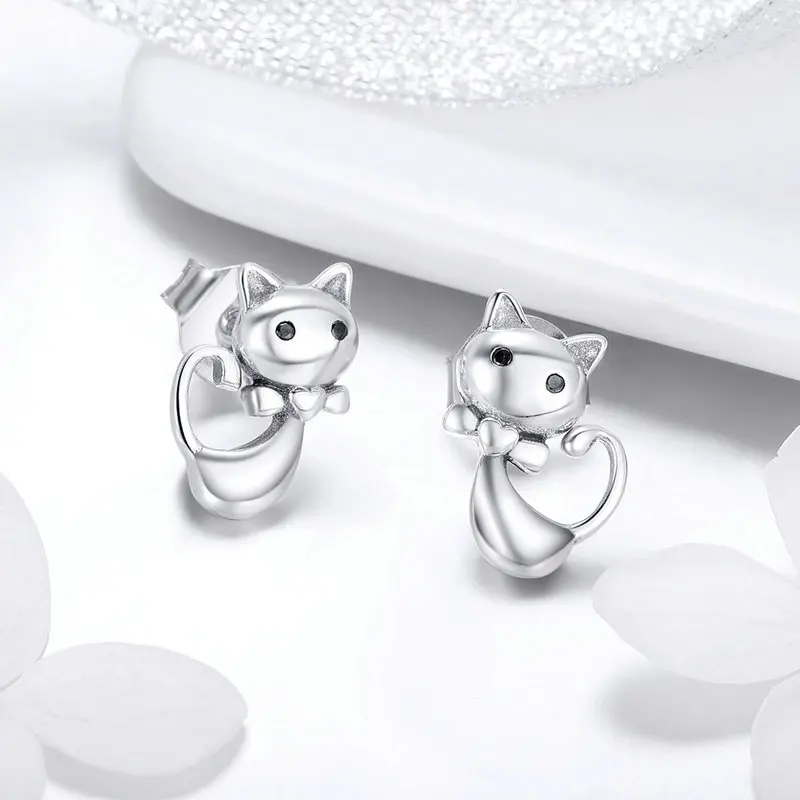 

CodeMonkey Cat 100% 925 Sterling Silver Sticky Cat Animal Small Stud Earrings for Women Fashion Sterling Silver Jewelry E450