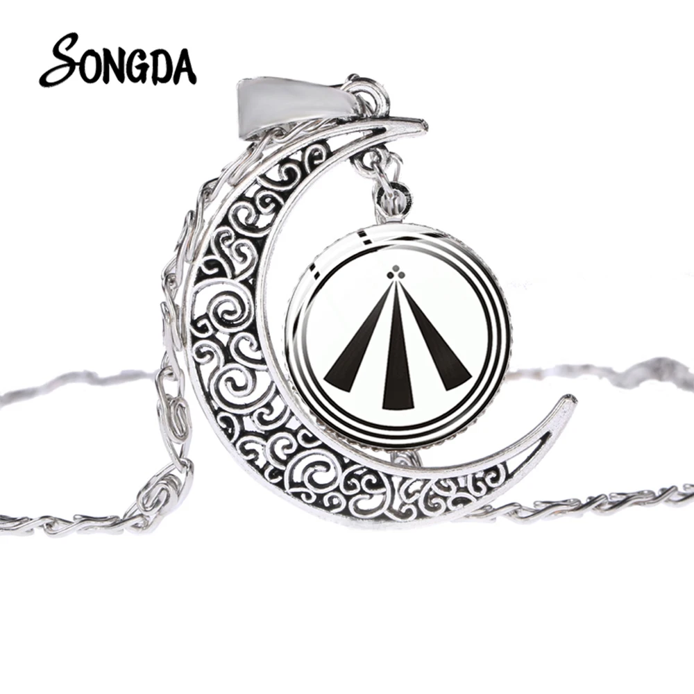 Classic Awen Druid Symbol Necklace Vintage Jewelry High Quaity 3D Printed Glass Cabochon Moon Pendant Long Gift Amulet | Украшения и