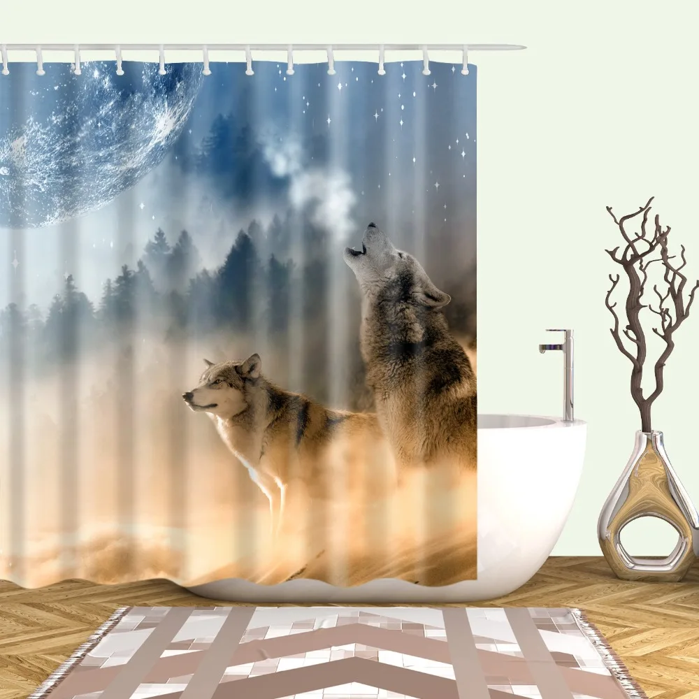 Animals Fish Wolf Flamingo Owl Cat Elephant Shower Curtains Frabic Waterproof Polyester Bathroom Curtain With Hooks 180x180cm|Shower Curtains| - AliExpress