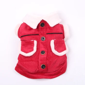 

Dog Cat Corduroy Hoodie Coat Pockets Design Pet Puppy Jacket Winter Warm Clothes Apperal 5 Sizes 3 Colours