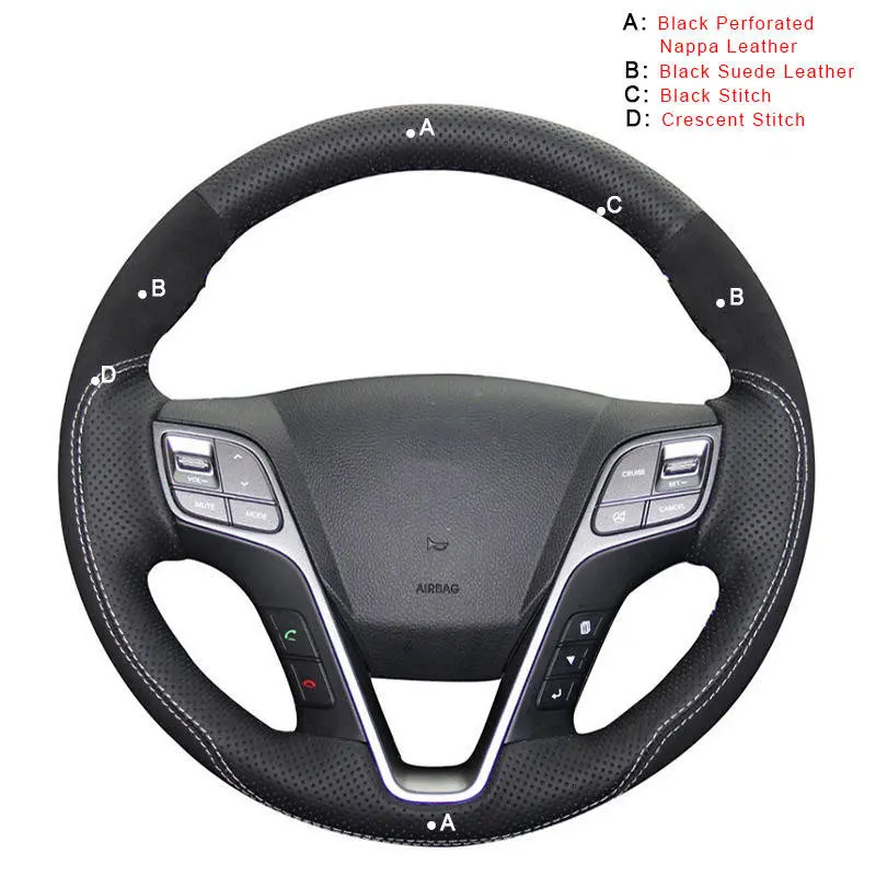 Suede and Nappa Авто оплетка на рулевом колесе Крышка для hyundai Santa Fe 2013- ix45 2013 интерьерные автомобильные чехлы автостайлинг - Название цвета: Suede and Nappa