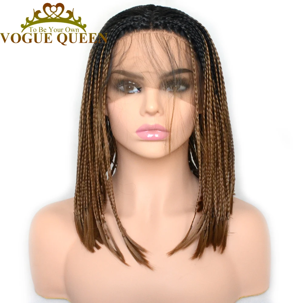 Парики Vogue Queen Dark Root 1b/27 Ombre Плетеный парик с кружевом спереди синтетические парики