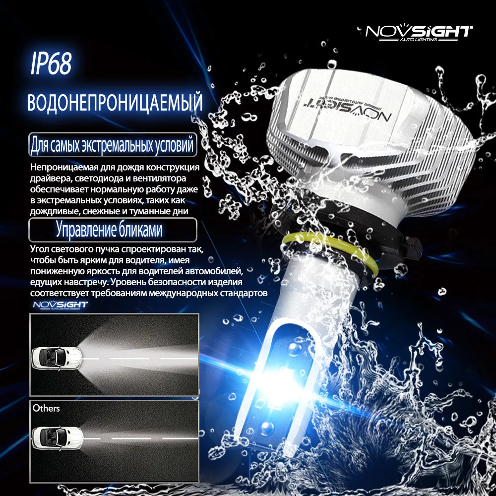 NOVSIGHT H7 светодиодные лампы H4 диодные лампы для авто H1 H8 H11 комплект фар 9005 HB3 9006 HB4 для Авто 12V Светодиодный светильник 50W 10000LM