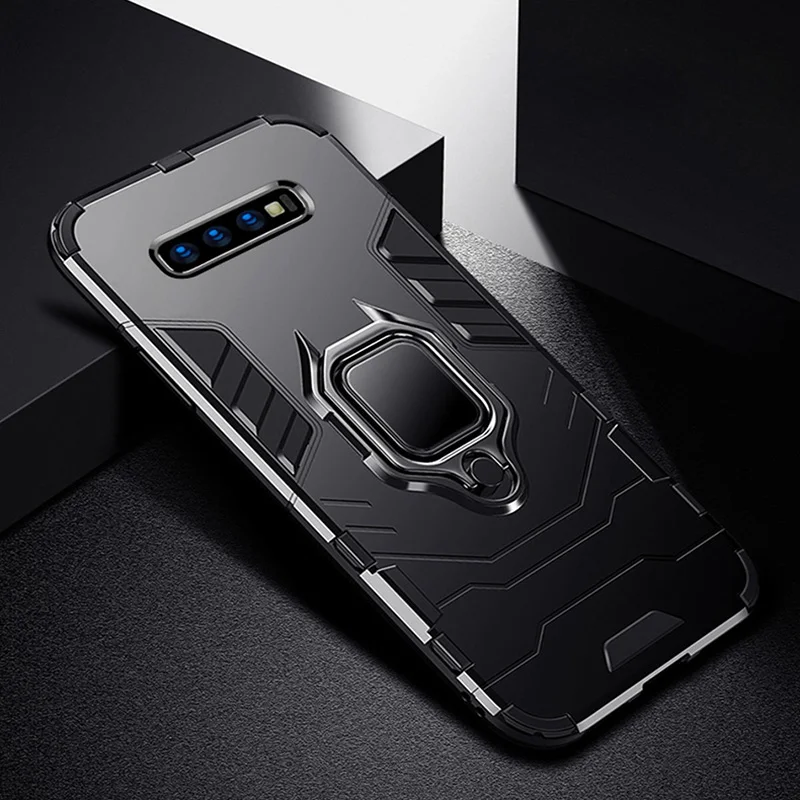 Для samsung S8 S9 S10 плюс Чехол для телефона Противоударный Комбинированный держатель для телефона samsung Galaxy Note 9 10 A50 A70 A60 M10 M20 M30 A7 A8 A9 чехлы для телефонов - Цвет: Black