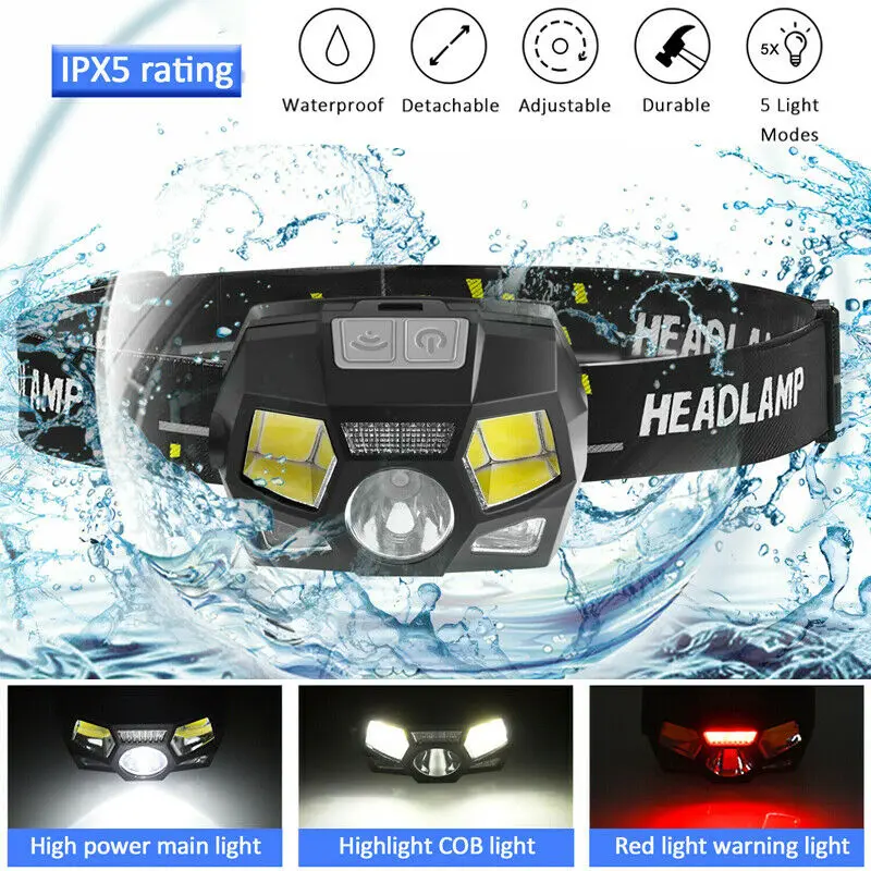Headlamp Super Bright Waterproof Head Torch Headlight LED Night Vision