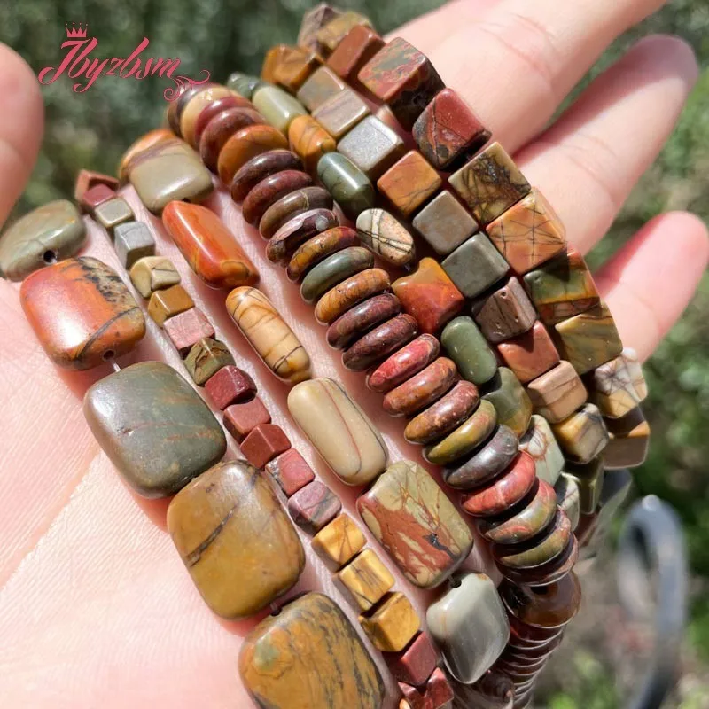 

Multicolor Picasso Jasper Geometry Natural Stone Spacer Beads for DIY Accessories Charms Necklace Bracelets Jewelry Making 15"