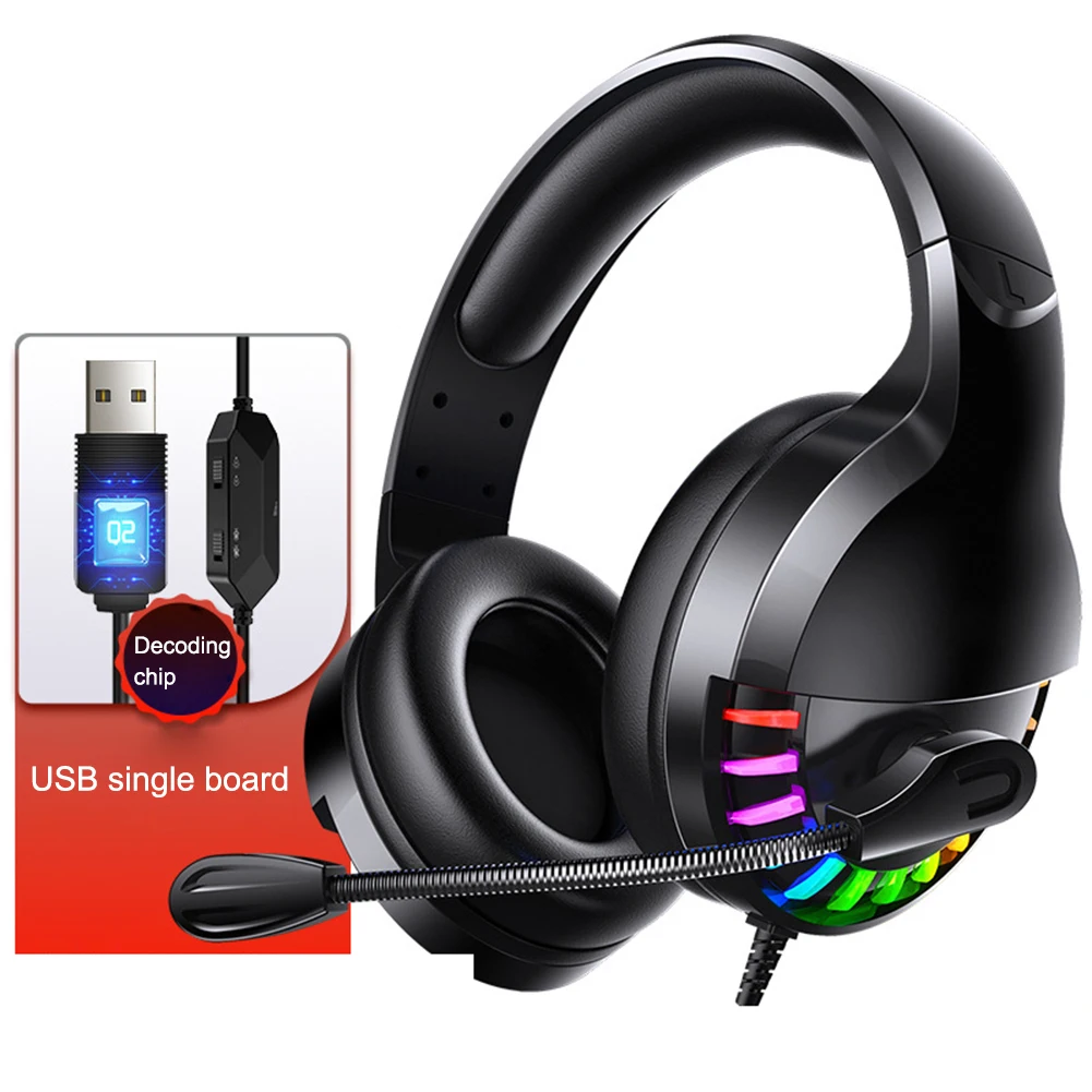 Wired Gaming Headset Headphone with Microphone for PC Desktop PS4 xbox 7 Colors Lights Bass Stereo Over ear Headsets