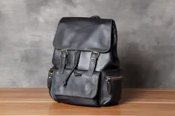 

Vintage Oxhide Top Layer Cow Leather Shoulder Bag Handmade Head Leather Backpack Cowhide Men's Computer Bag