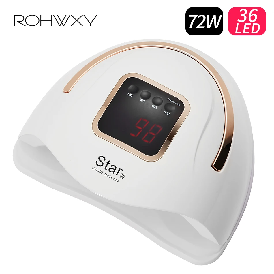ROHWXY Nail Dryer LED UV Lamp 72W Ice Lamp With LCD Display Professional Nail Art Tools For Drying All Nail Gel Polish Manicure
