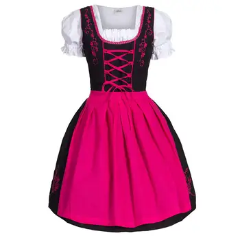 

2020 Plus Size Women Medieval Costume Dress 5 Colors Cosplay Costume Party German Oktoberfest Dirndl Dress Dress for Women