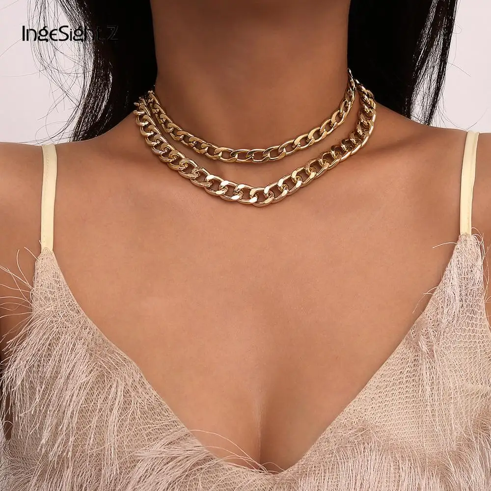 Чокер IngeSight.Z женский из кубинской панцирной цепи ожерелье под воротник до ключиц