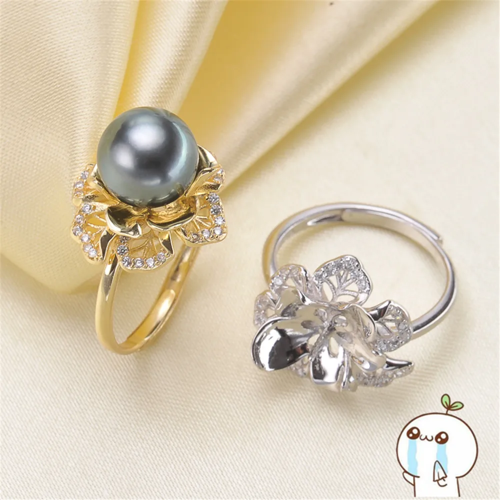 

Ring Mount Pearl Accessories Adjustable Size 925 Sterling Silver Ring Jewelry DIY No Pearl 2019J123
