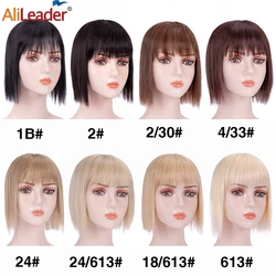 Wholesale Women Hair Extensions 3 Clips In Fake Hairpieces Cover White Hair Top Black Brown Straight Synthetic Hair With Bangs