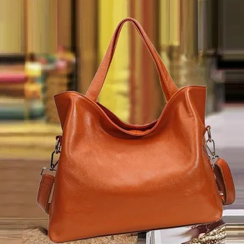 

Sales Promotion!2020 Women's Genuine Leather Bag Big Shoulder Bags Women Messenger Bags Cowhide Handbags Women Brand Female Bag
