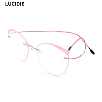 

LUCIDIE Classic Design EyewearBeta-Titanium Women Glasses Frame Fashion Cat Eye 10g Ultralight Myopia Prescription Eyeglasses