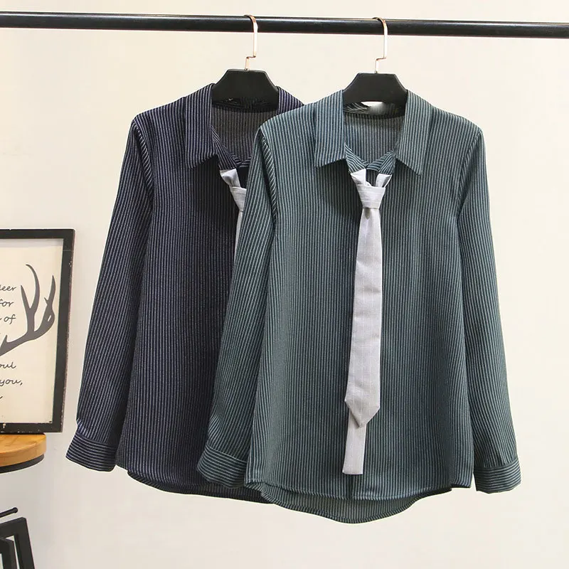 Women Blouses 2019 Stripe Blouse Women Fashion Long Sleeve Office Lady Shirt Blouse Shirt Casual Tops Plus Size Blusas Femininas